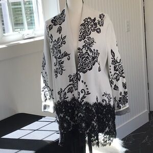 Chico's Black and White Boxy Embellished Sweater